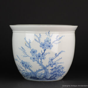 Large Blue White Chinese Porcelain Fishbowl Planter flowers & Ducks China