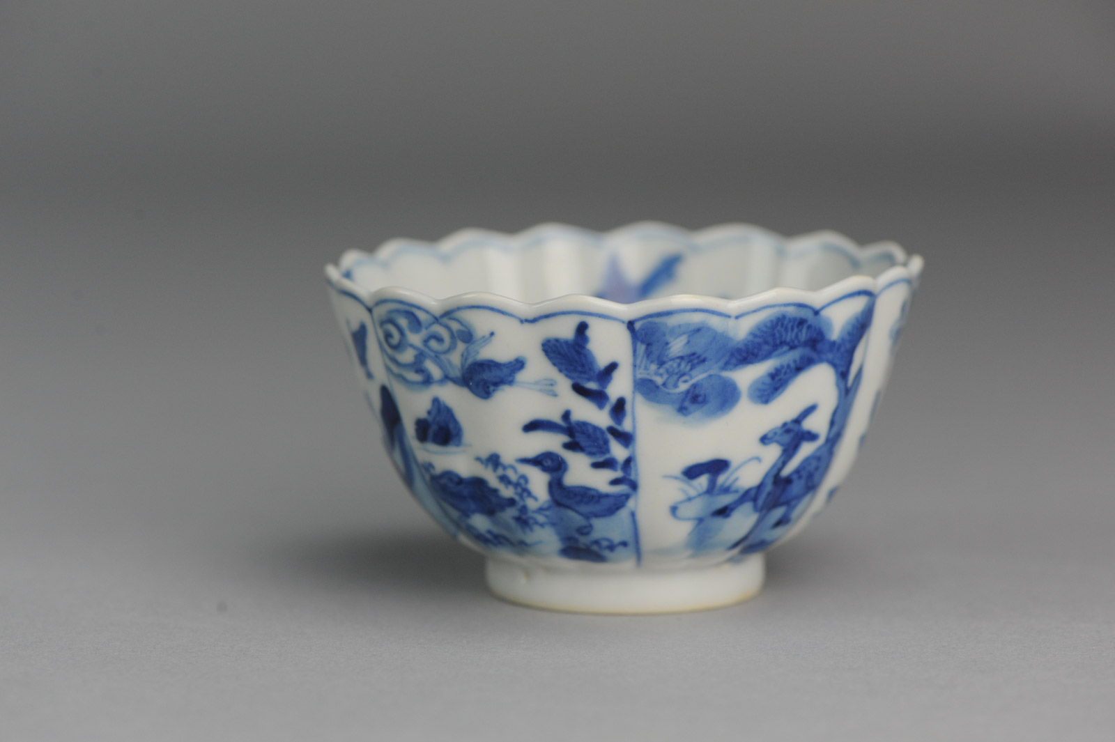 18C Kangxi Qing Chinese Porcelain Bowl Marked Qilin Deer Duck Rare 