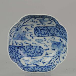Edo Period 18th C Japanese Porcelain Arita Bowl Flowers and Fenghuang
