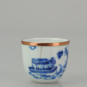 Antique Chinese Porcelain 19C Bleu de Hue Bowl Vietnamese market RED CLIFF
