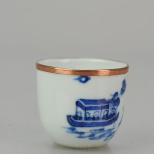 Antique Chinese Porcelain 19C Bleu de Hue Bowl Vietnamese market RED CLIFF
