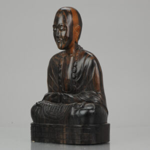 20th century Hardwood Heavy Chinese Carved Wood Statue of a Buddha