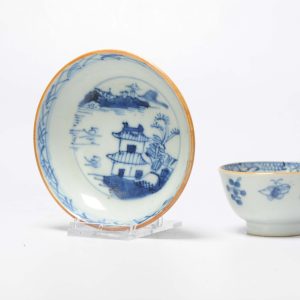 Antique 18C Chinese Porcelain Blue and White Tea Bowl Cup Landscape