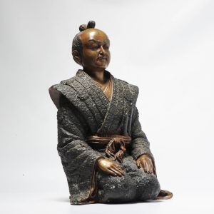 Impressive Antique 19-20th century Japanese Bronze Samurai Warrior Statue