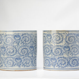 Large and unusual PAIR of 19C Chinese porcelain kitchen ch’ing Qing Bitong South East Asia