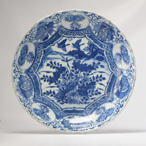 Antique Transitional Ming Chinese Porcelain Flower Kraak Charger/Basin Landscape