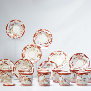 10# Antique Japanese Meiji/Taisho Period Set Of Tea Coffee Cups Porcelain Eggshell