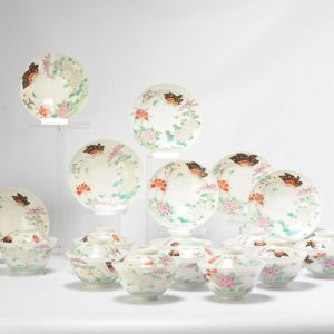 10# Antique Japanese Meiji Period Set Of Chawan Tea Bowls Porcelain Eggshell