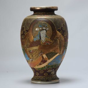 Antique/Vintage 20th century Satsuma Vases with figures Marked base