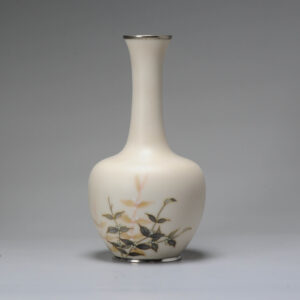Early 20th century cloisonné vase by Yukio Tamura Flora Matte White ground