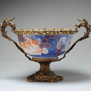 Antique 19/20C Meiji Imari Japanese Porcelain Bowl Ormulu mounted Phoenixes