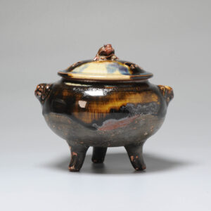 Antique Early 20C Japanese Sumida Yaki pottery Incense burner Koro