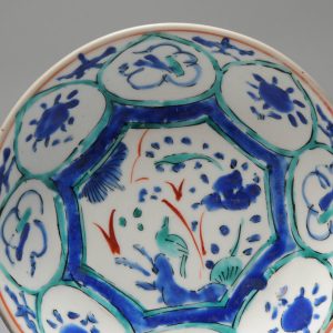 Rare Japanese 1660-1670 Porcelain Dish Floral Bird Objects Kakiemon Rock