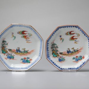 Pair Antique Ko Akae Dishes Chinese porcelain Wucai 17th c Tianqi – Chongzhen