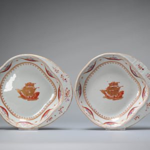 American Market Chinese porcelain Qianlong/Jiaqing Famille Rose Fencai Shrimp Dish