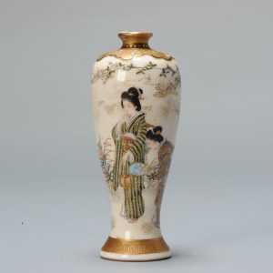 Antique Meiji period Japanese Satsuma Vase Figural with mark Japan 19c