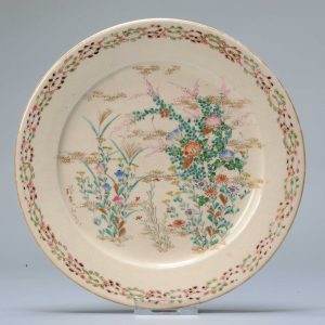 Antique Meiji period Japanese Satsuma Plate with Flowers decoration