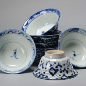 Chinese – 19th century – Porcelain Bowls – Flowers – China – Antique – Kitchen Qing