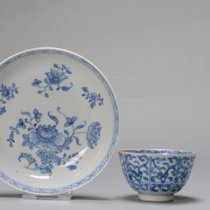 A  Kangxi period Chinese Porcelain Blue white Tea Bowl and Saucer
