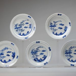 Set #5 Kosometsuke Antique Chinese 17c Ming Dynasty Plates China Porcelain Landscape
