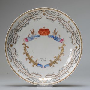 Antique 18C Chinese Porcelain Encre de Chine Qianlong Plated dated 1763 ANGELS