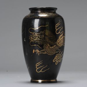 Vintage 20th c Chinese porcelain Vase dragon Landscape pagode