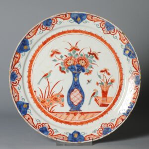 17/18C Unusual Kakiemon Style Dutch Delftware Plate in Imari Colors