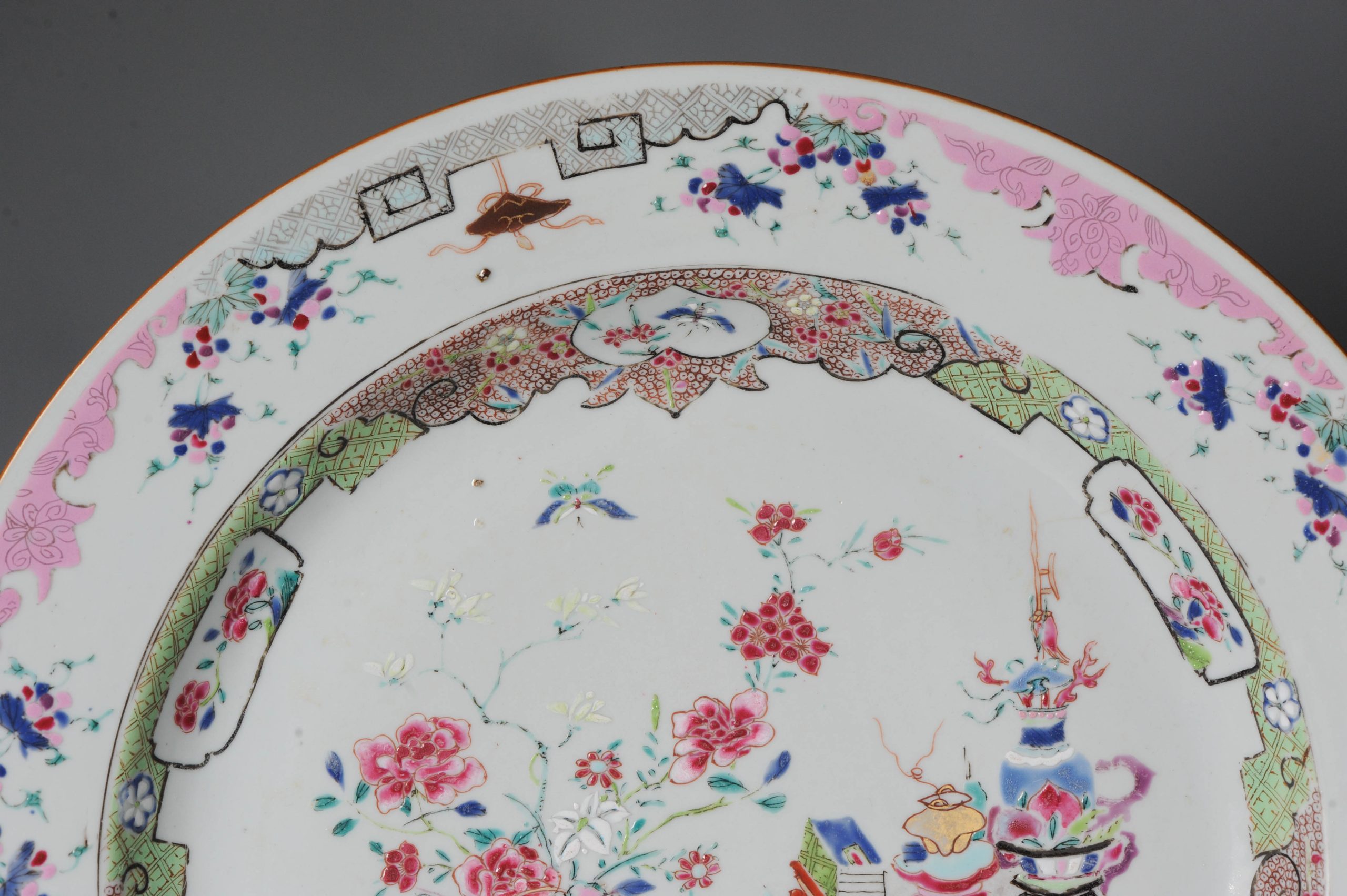 35.7CM Antique Yongzheng/Qianlong Period Chinese Porcelain Famille Rose Dish