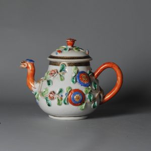 Antique 18th C Chinese Porcelain Yongzheng Famille Rose Tree Teapot Relief