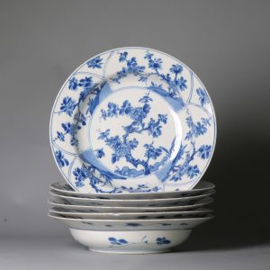 #6 Antique Chinese Porcelain 18th C Kangxi/Yongzheng Blue White Set Dinner Plates Porridge