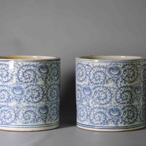 Large and unusual PAIR of 19C Chinese porcelain kitchen ch’ing Qing Bitong South East Asia