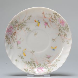 Antique 19C Japanese porcelain  Saucer Garden Famille Rose