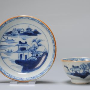 An 18th c period Chinese Porcelain Blue white Tea Bowl and Saucer
