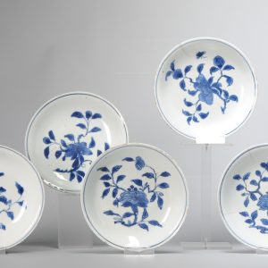 Set #5 Kosometsuke Antique Chinese 17c Ming Dynasty Plates China Porcelain Flowers