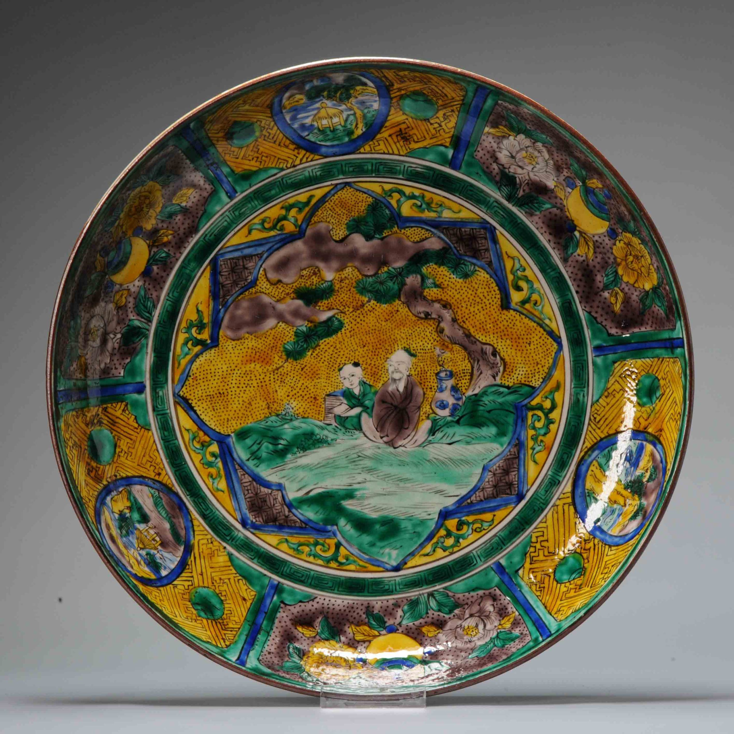 Antique 19th Century Japanese Porcelain Yoshidaya Kutani Large dish Japan