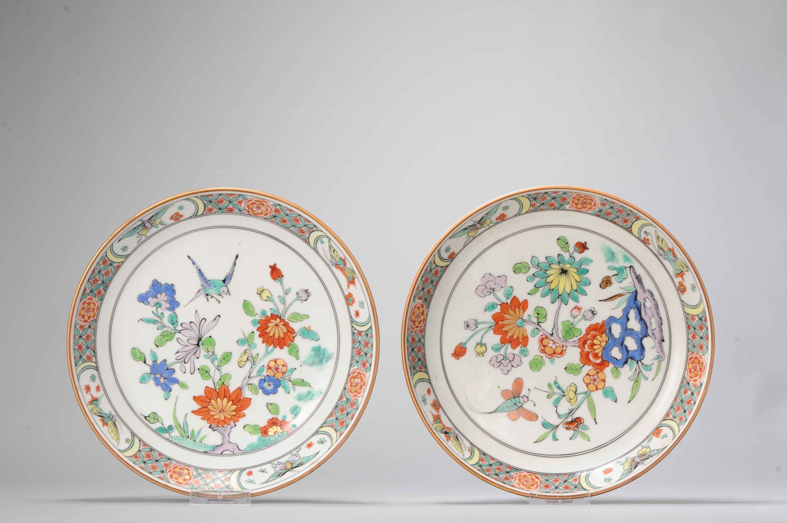 Antique 19C France Porcelain Famille Rose dishes Famille Verte French