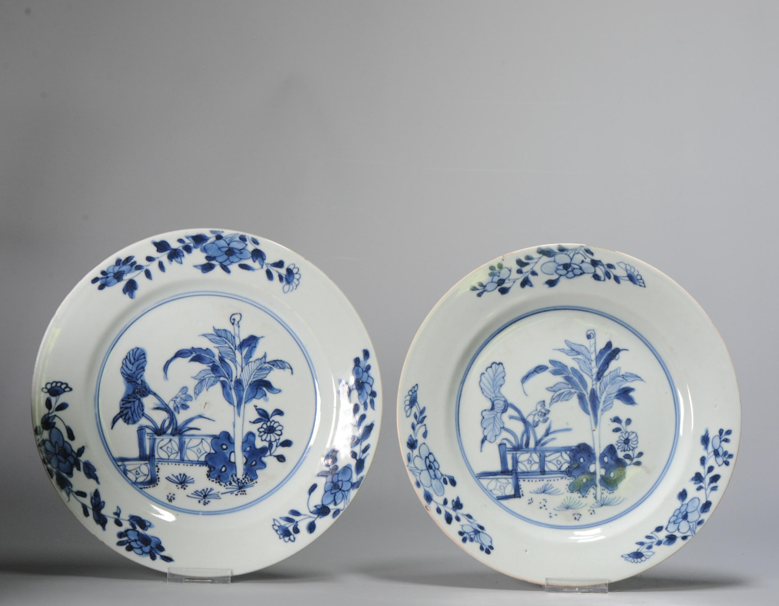 #2 Antique Chinese Porcelain 18th C Qing Period Blue White Set Dinner Plates