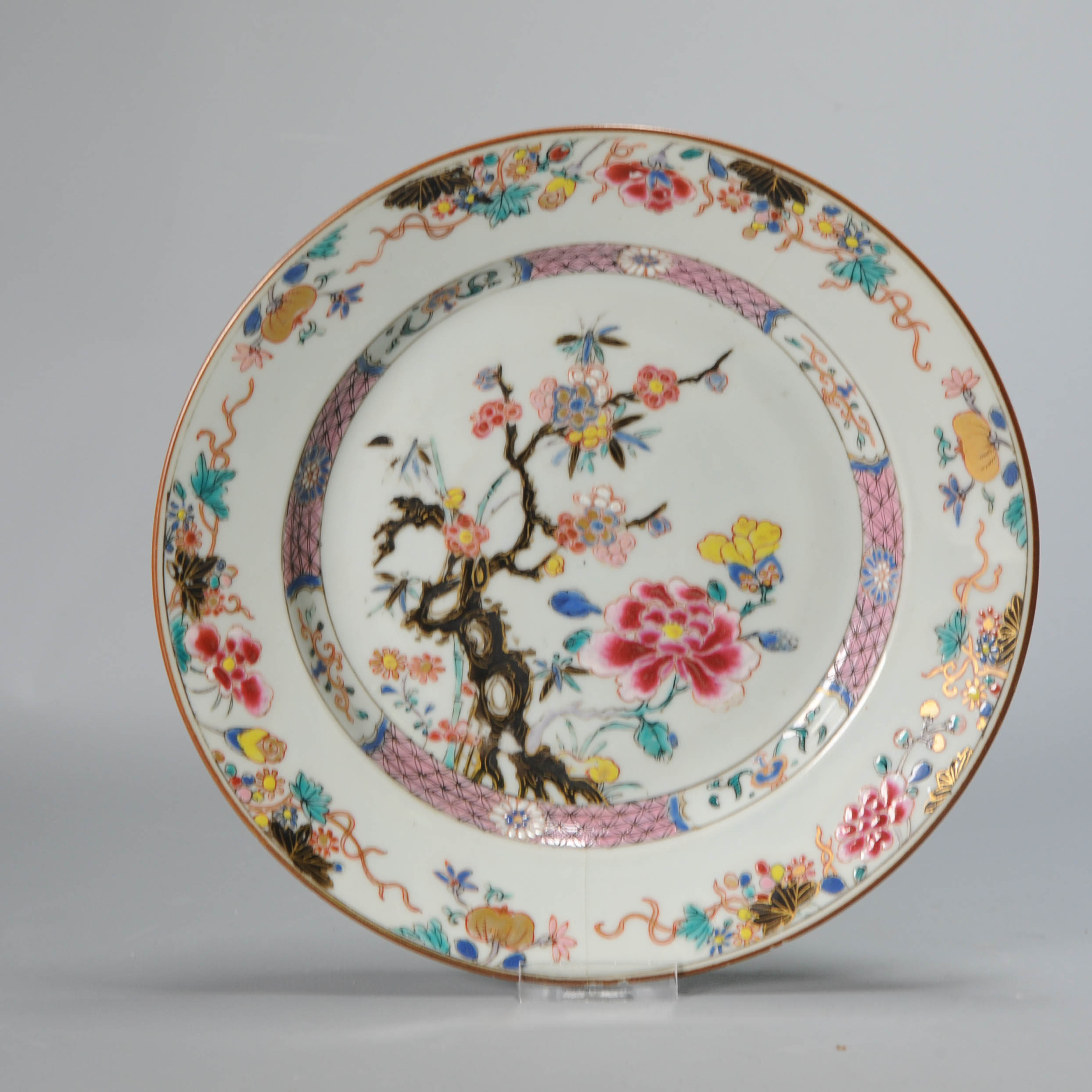 Antique Chinese 18C Famille Rose Plate Yongzheng/ early Qianlong China Fencai