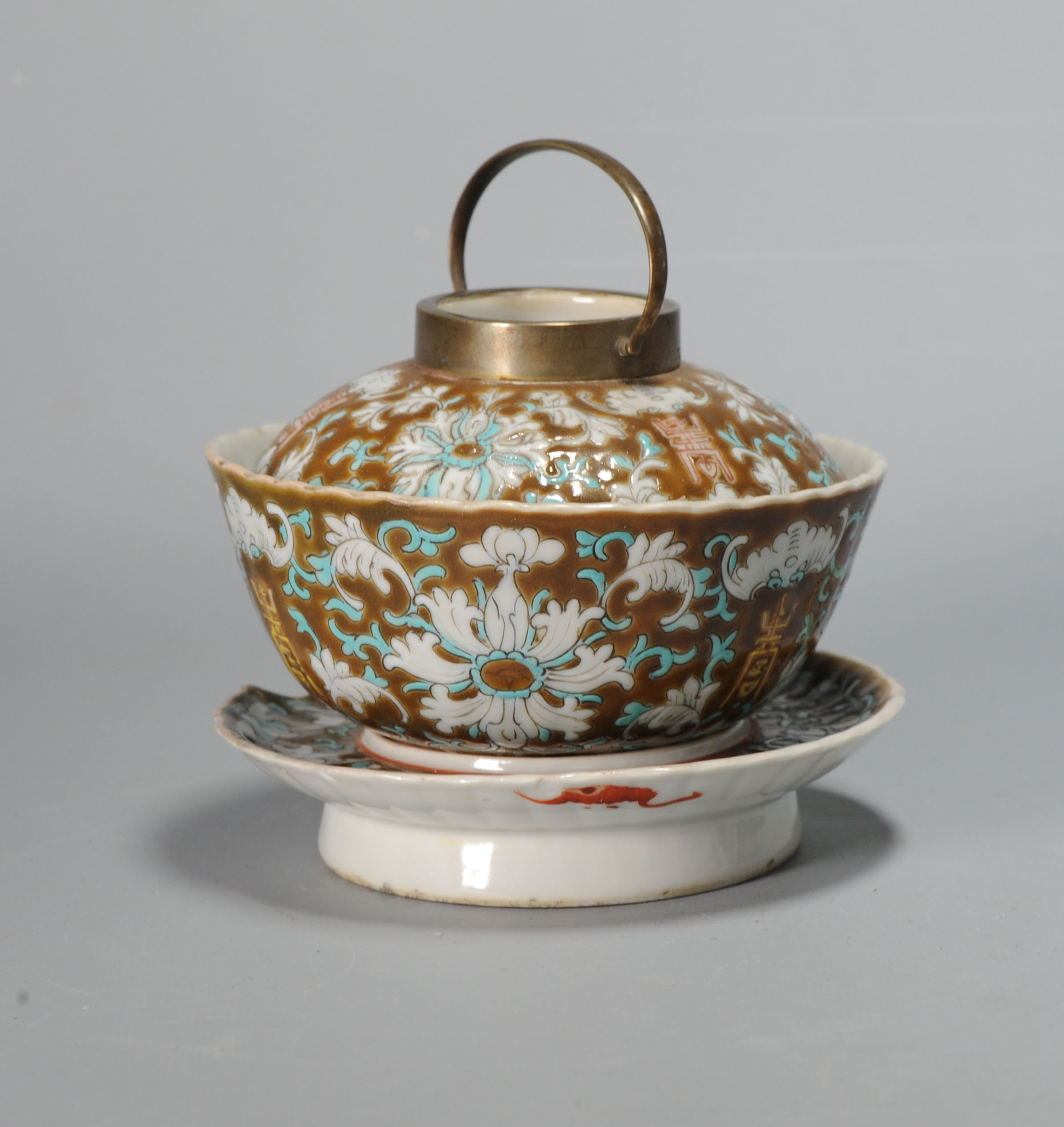 Antique Chinese 19C Porcelain Lidded Bowls Gaiwan Straits Peranakan SE Asia market