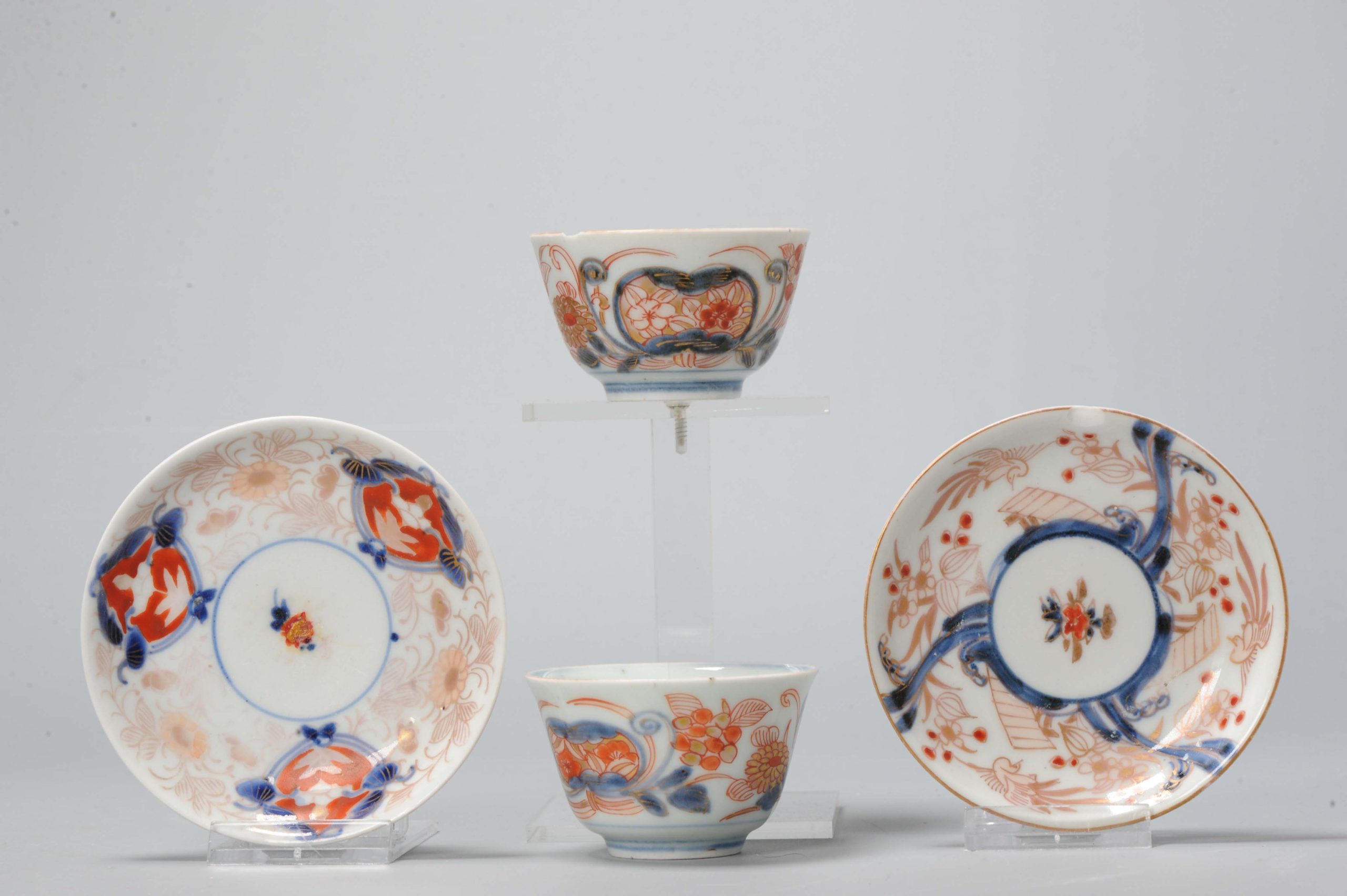 A set of 2# Japanese Edo period Gold Imari Porcelain Tea Bowl & Saucer Japan