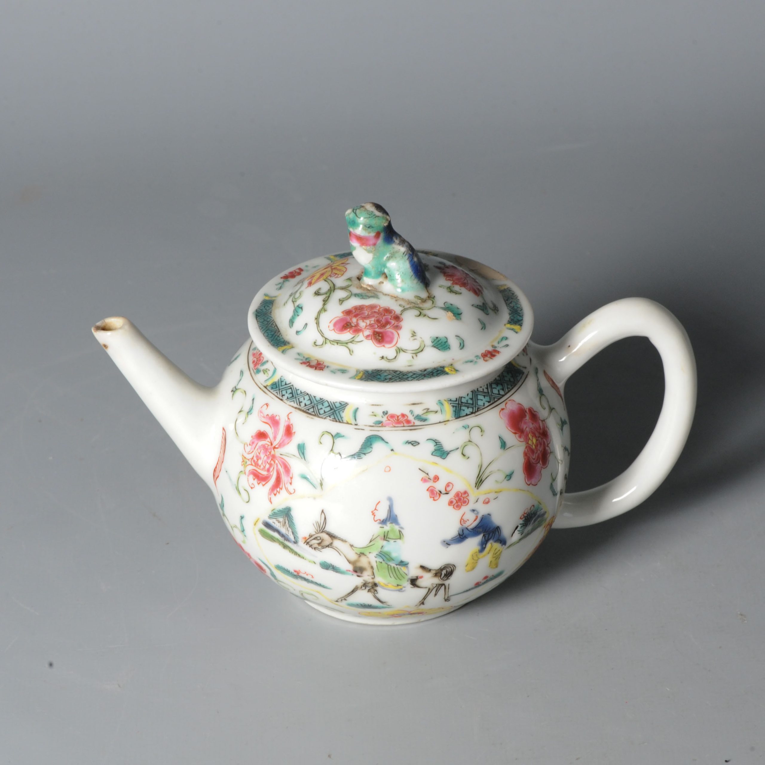 Antique 18C Chinese Porcelain Tea Set Teapot Donkey Yongzheng / early Qianlong Period