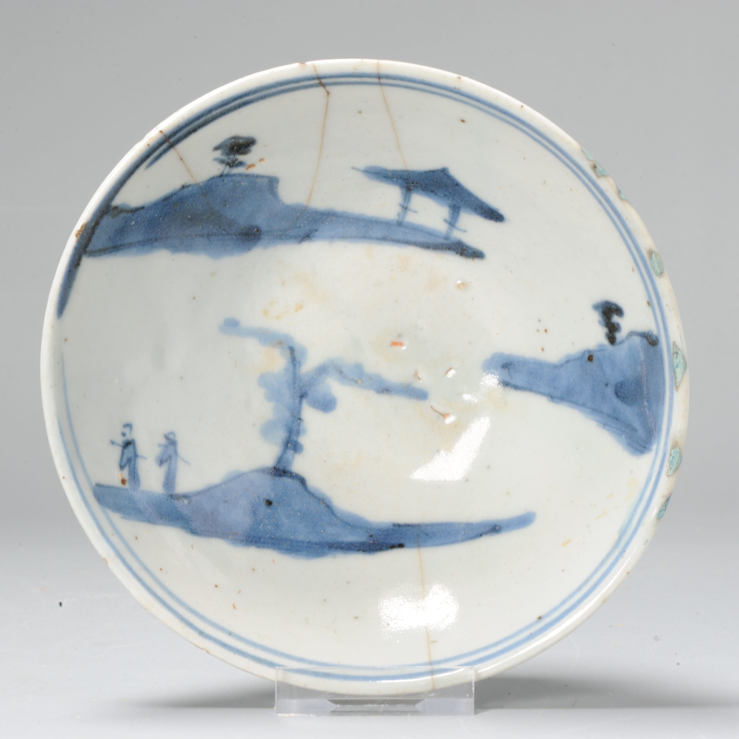 Bowl Kosometsuke Antique Chinese 17c Ming Dynasty Dish China Porcelain Landscape
