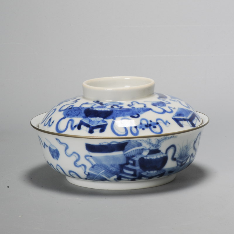 Antique Chinese Porcelain 19C Bleu de Hue bowl Marked Base Valuables