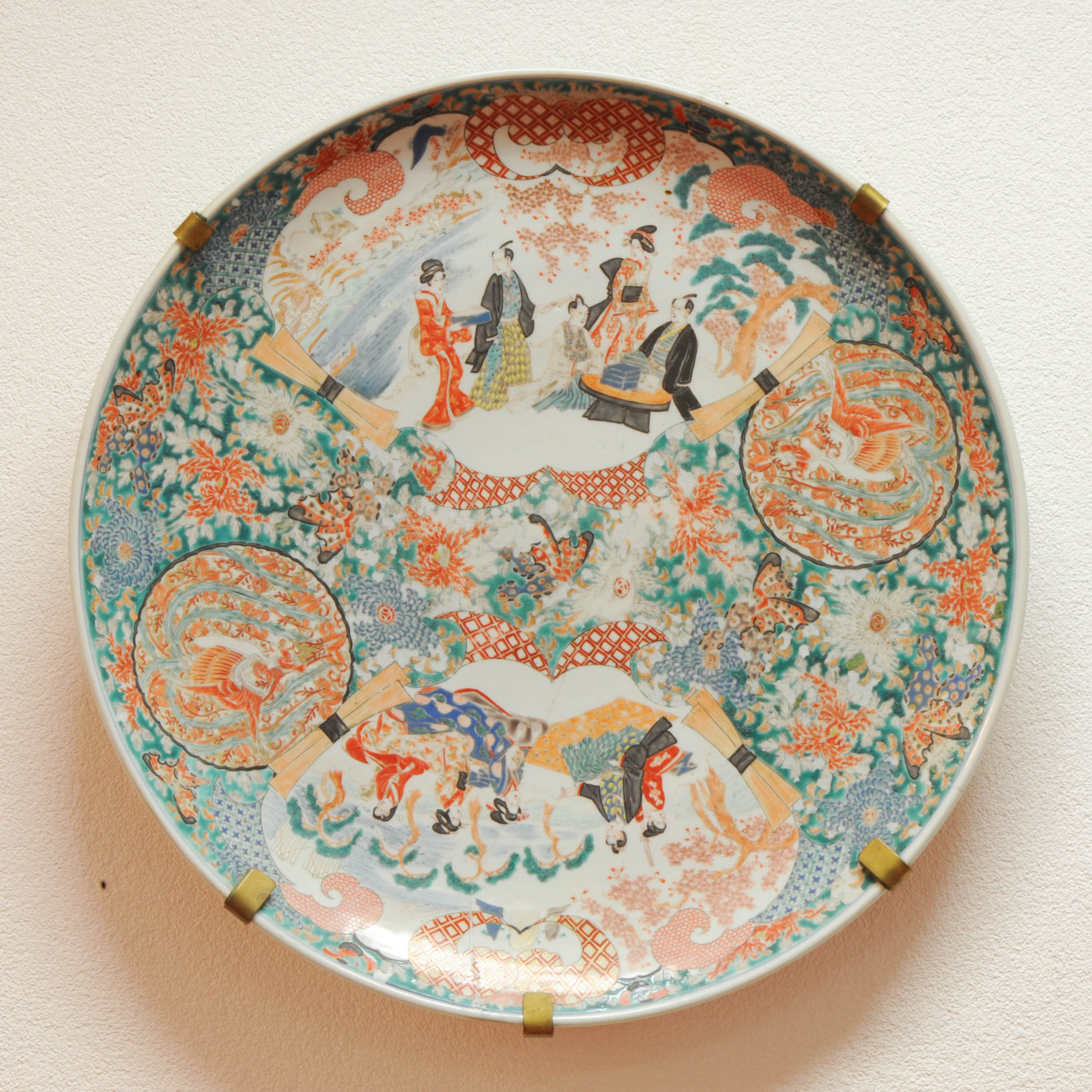 64CM Japanese Porcelain Dish Arita Figural Birds Flowers Marked (Video Added)